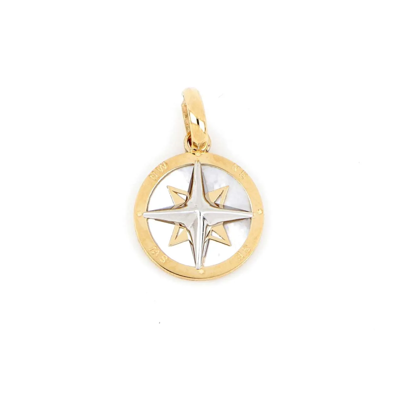 Pendente rosa dei venti in oro giallo e bianco DZ-PEN-091