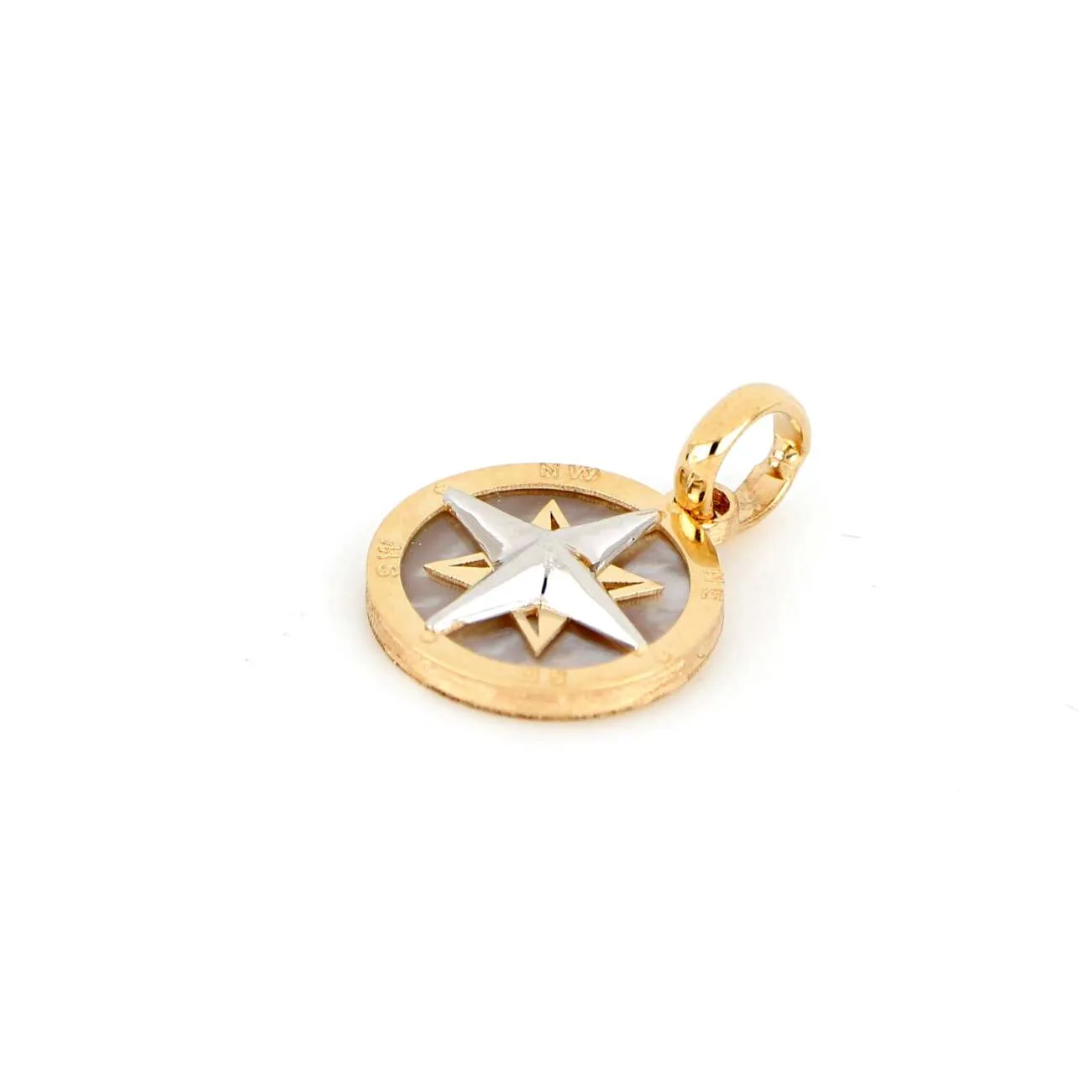Pendente rosa dei venti in oro giallo e bianco DZ-PEN-091