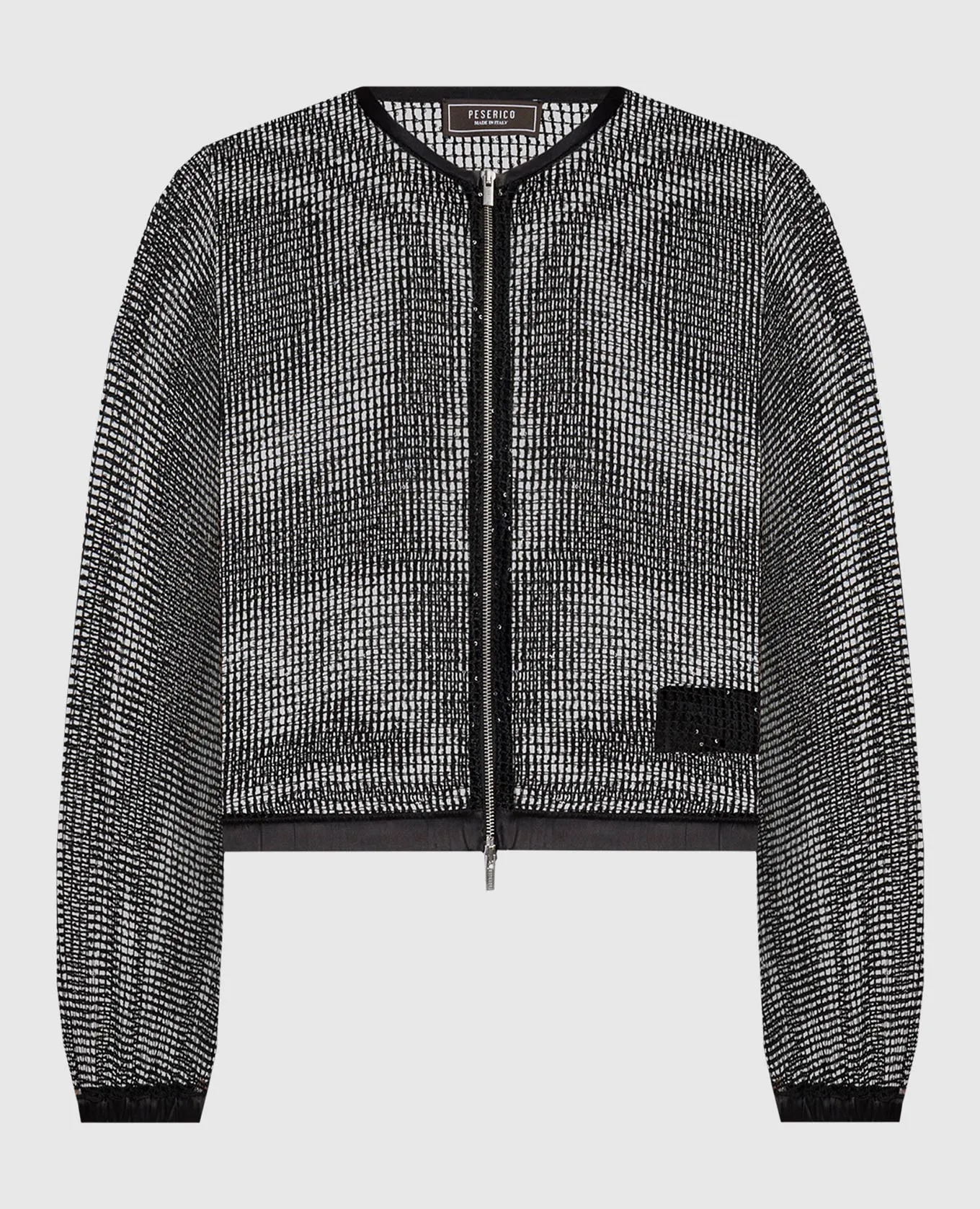 Peserico Cardigan nero traforato con seta e paillettes E2146100440