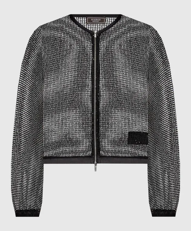 Peserico Cardigan nero traforato con seta e paillettes E2146100440