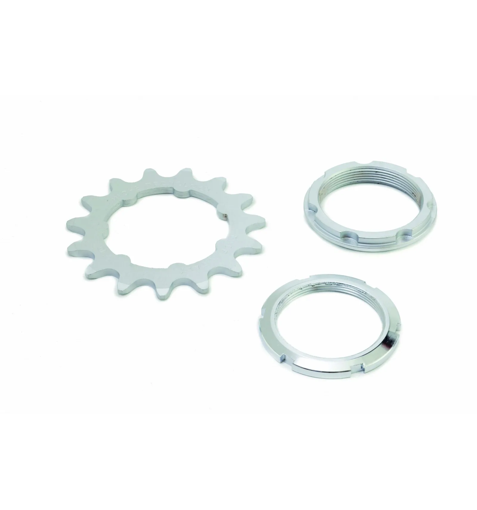 Pignone Pista Miche 1/8" 15 denti con supporto e ghiera