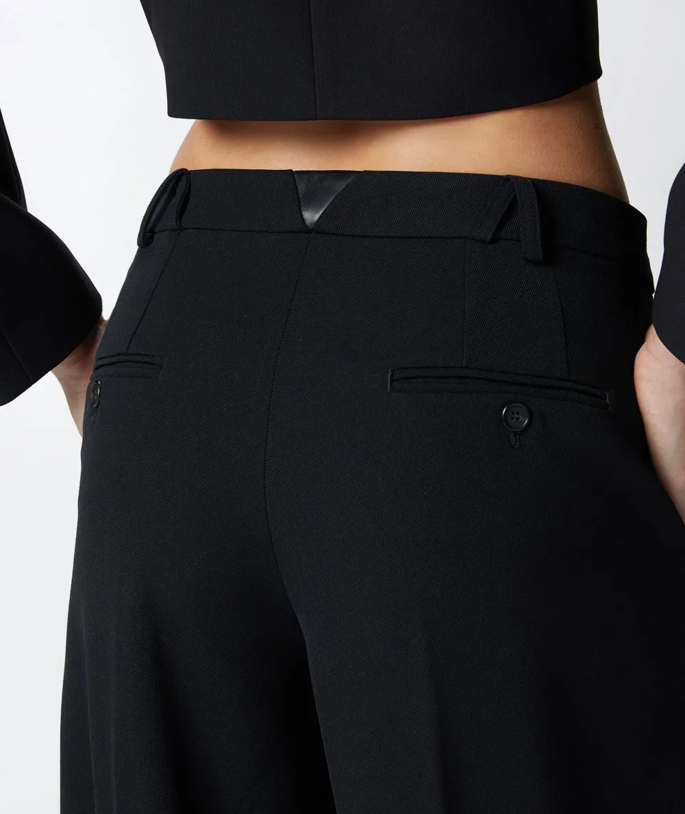 PINKO--Pantaloni ampi con pinces in twill lana