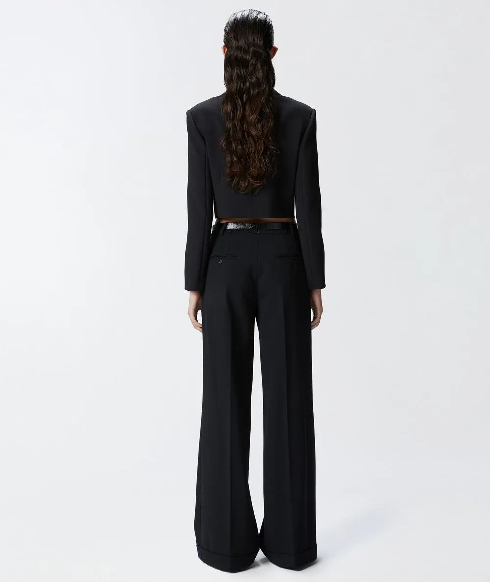 PINKO--Pantaloni ampi con pinces in twill lana