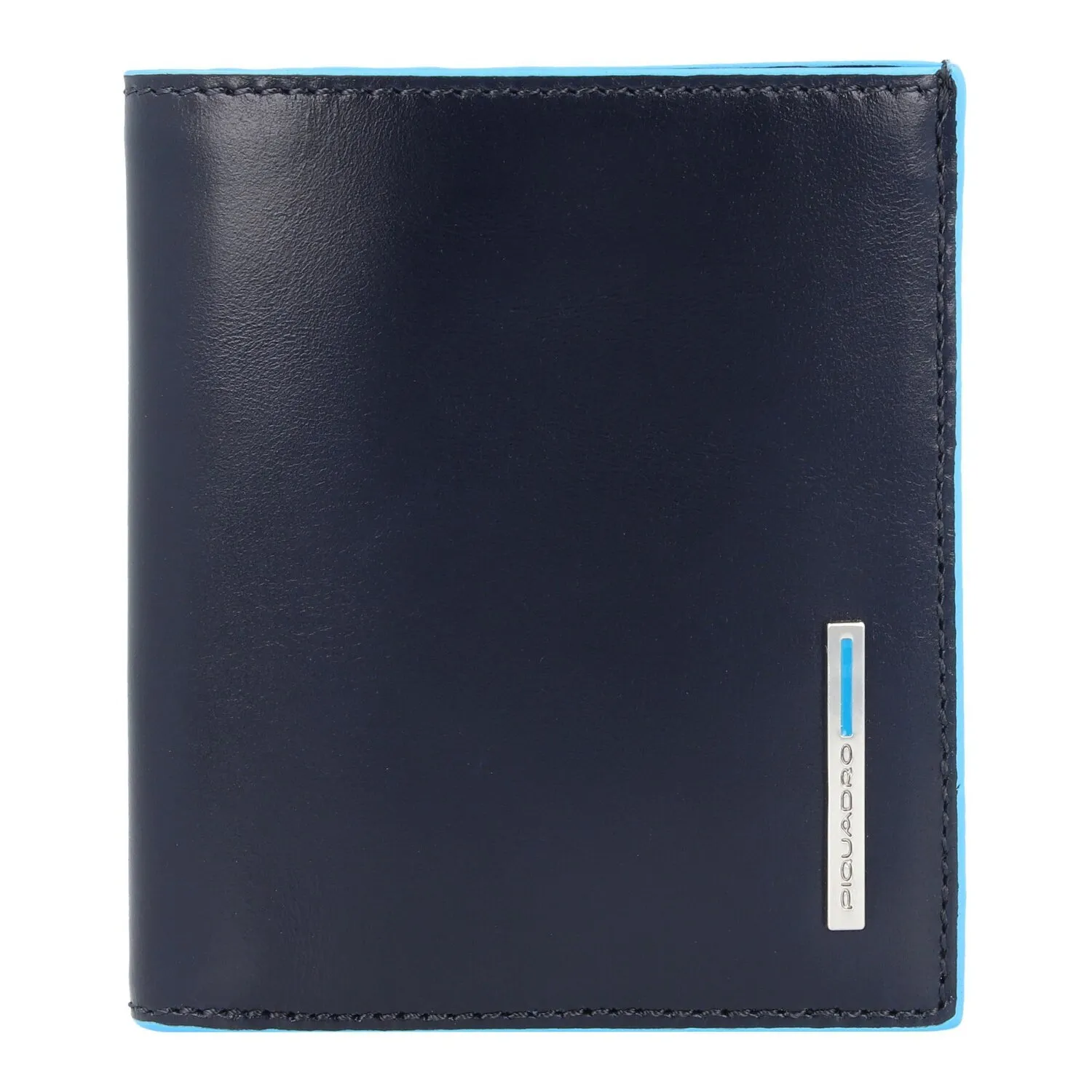 Piquadro Portafoglio quadrato in pelle blu 8,5 cm