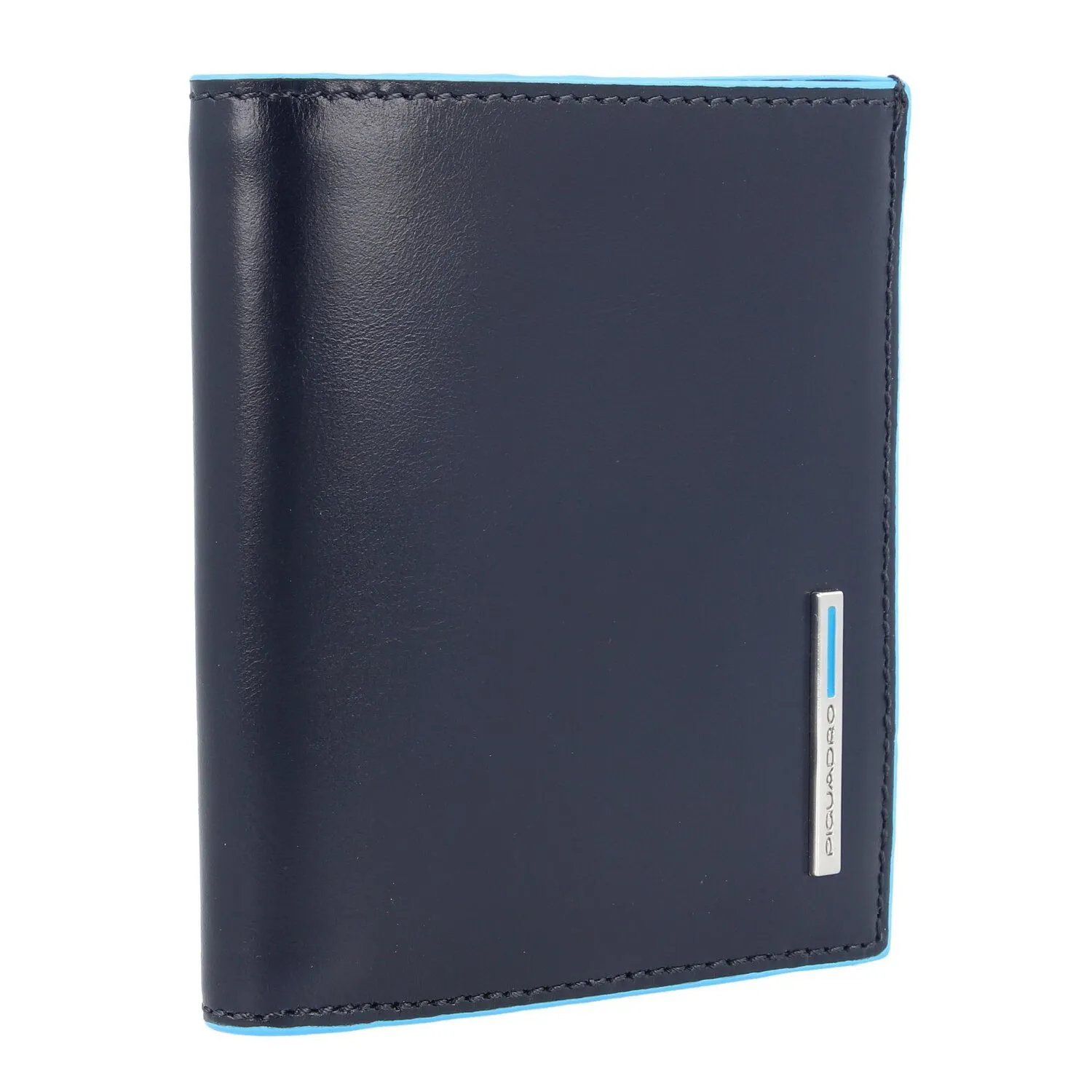 Piquadro Portafoglio quadrato in pelle blu 8,5 cm