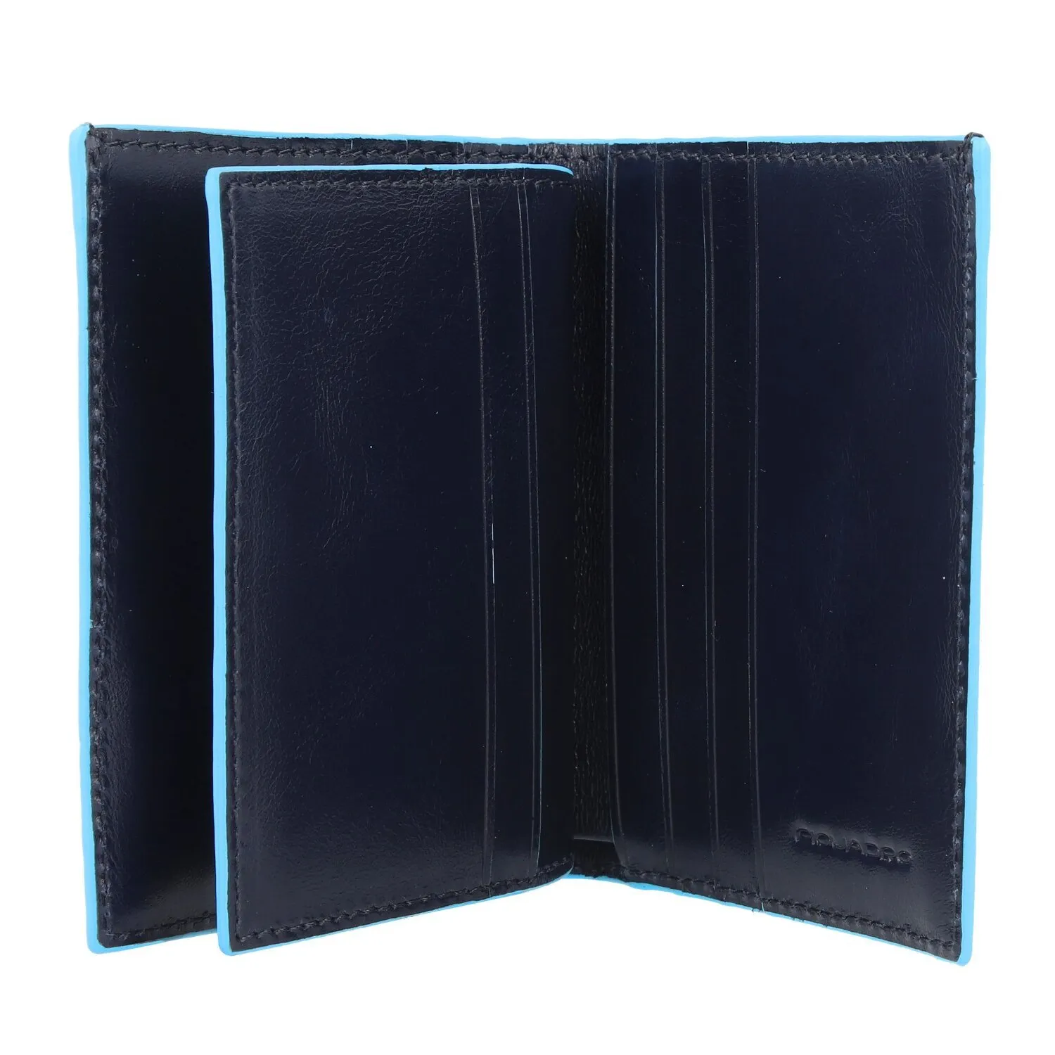 Piquadro Portafoglio quadrato in pelle blu 8,5 cm