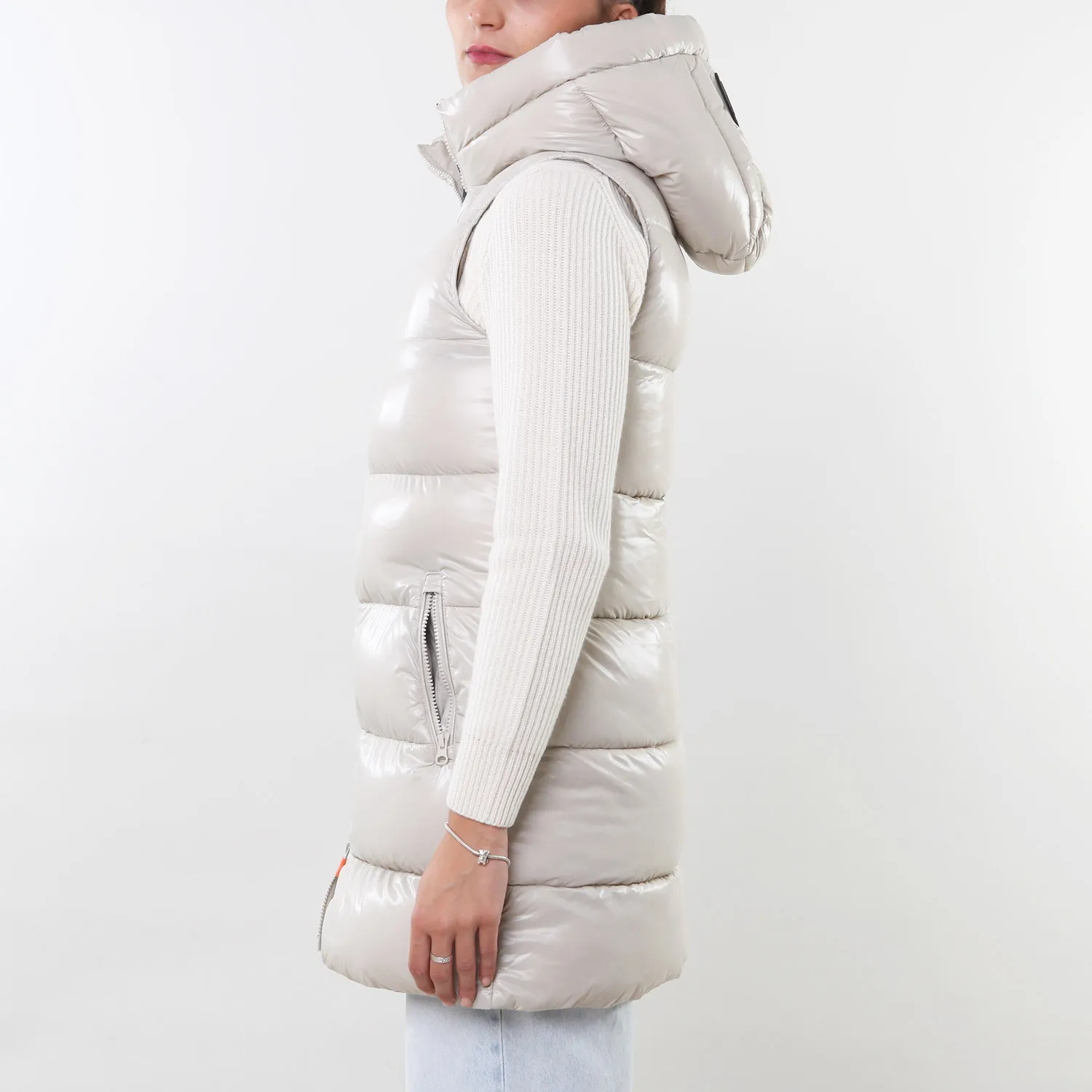 Piumino Gilet Uma Beige Chiaro Semilucido