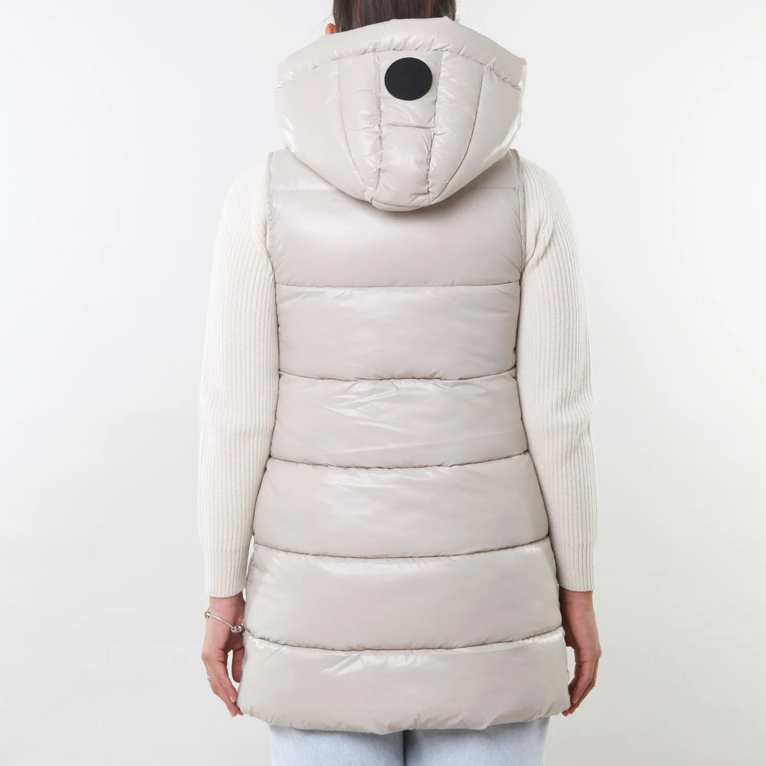 Piumino Gilet Uma Beige Chiaro Semilucido