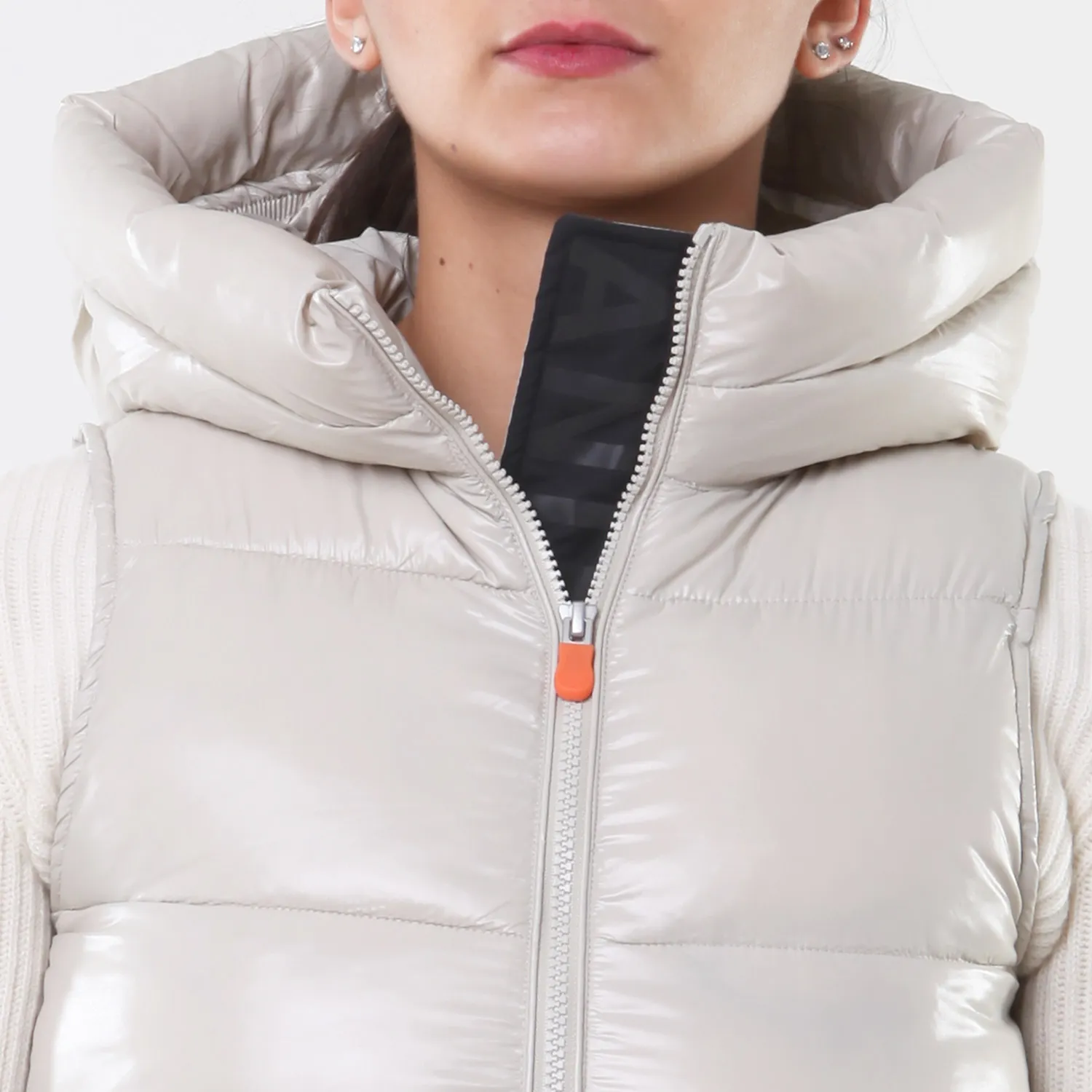 Piumino Gilet Uma Beige Chiaro Semilucido