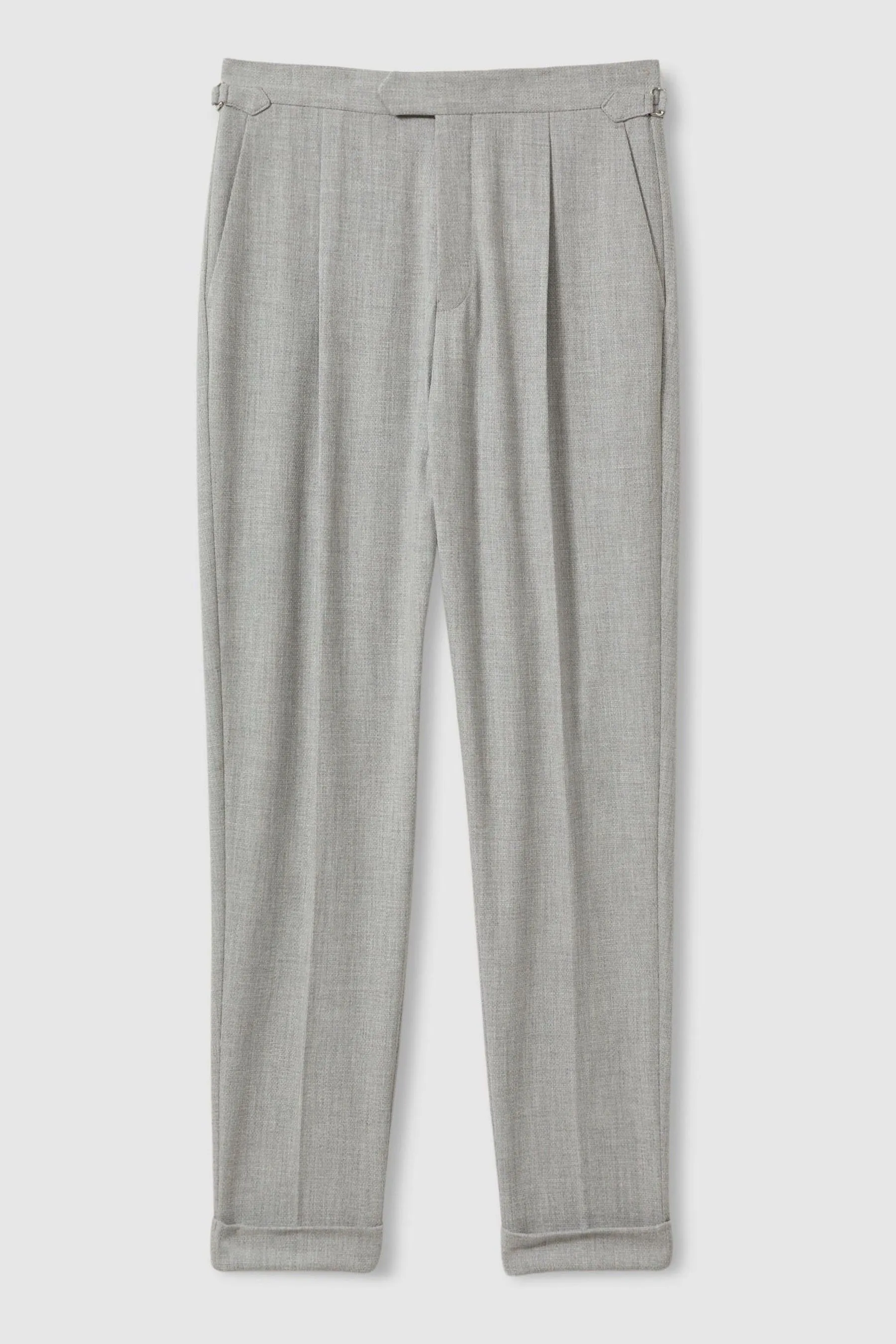 Reiss Bridge Textured Side Adjuster Regular - Fit Trousers with Turn-Ups    