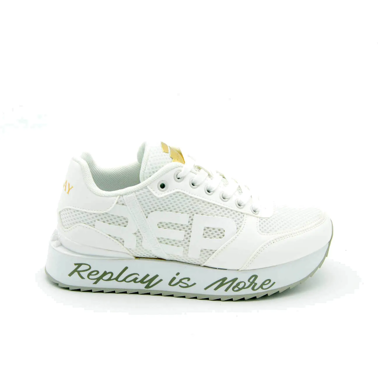 Replay sneaker platform mesh e pelle White