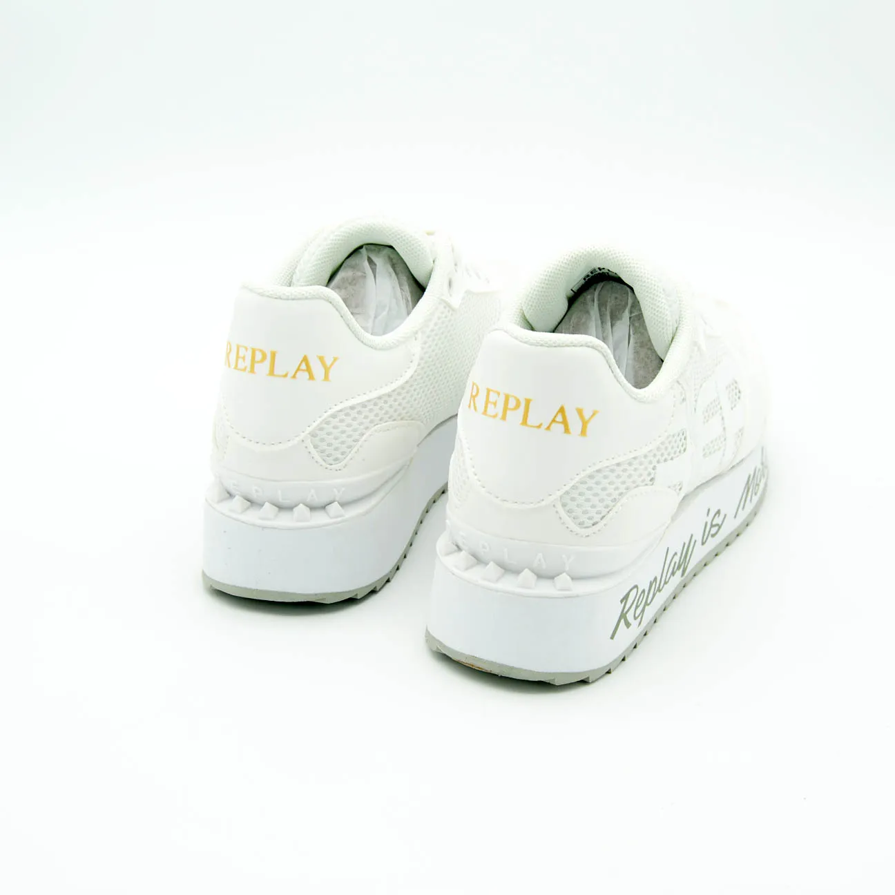 Replay sneaker platform mesh e pelle White