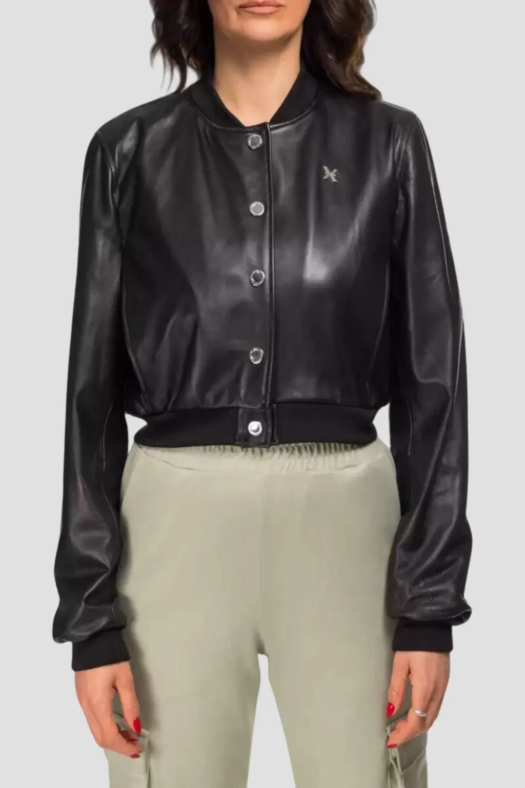 RICHMOND BOMBER CROPPED IN PELLE STEF NERO