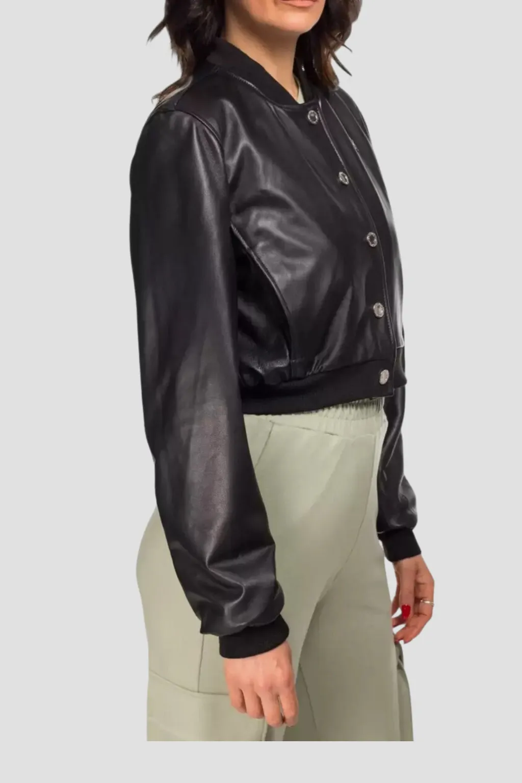 RICHMOND BOMBER CROPPED IN PELLE STEF NERO