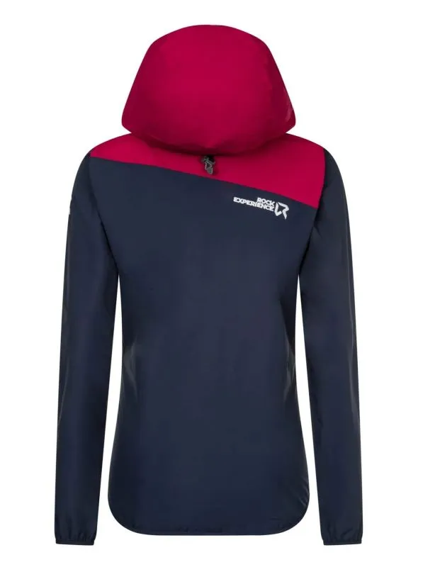 ROCK EXPERIENCE GREAT ROOF HOODIE WOMAN JACKET Blue Night/Cherry Jubilee giacca impermeabile donna