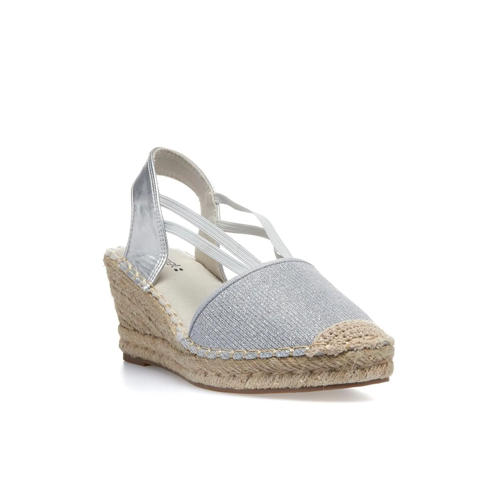 Sandali argento con zeppa in corda