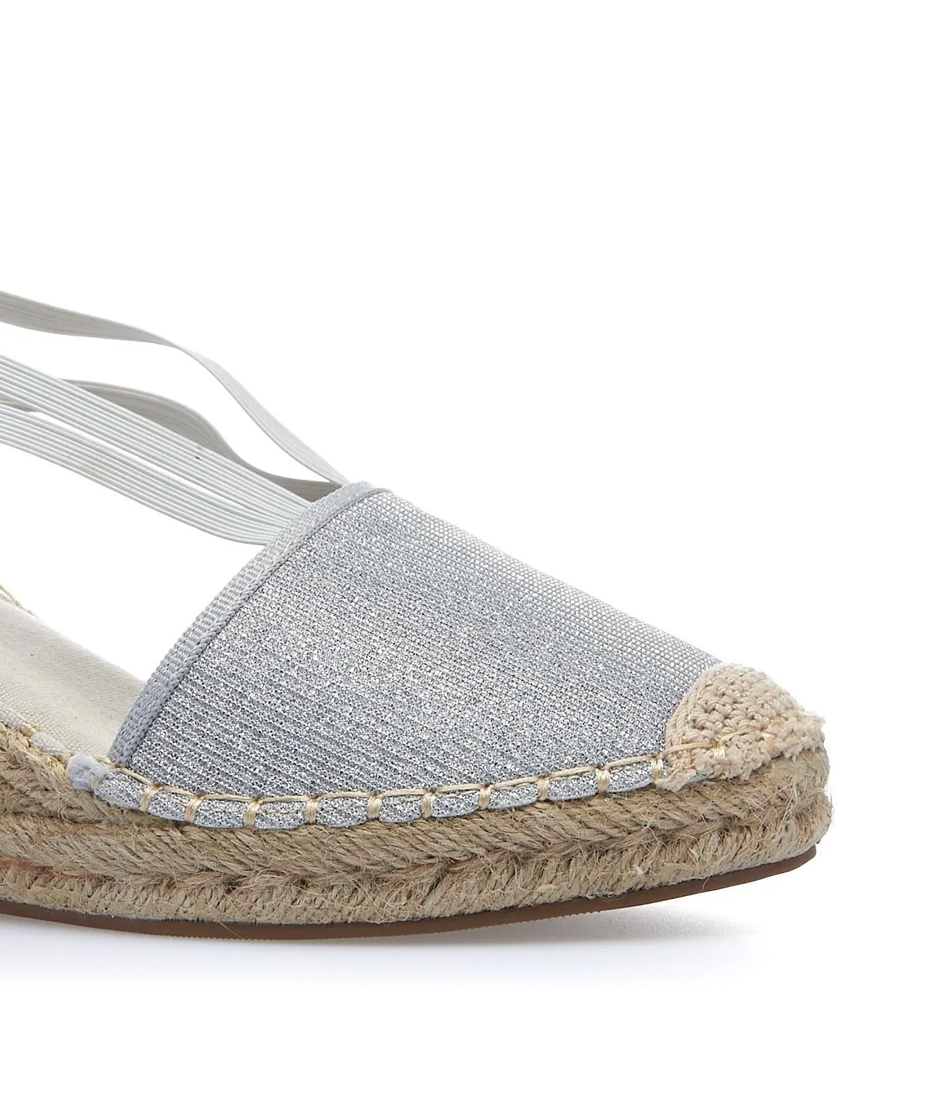 Sandali argento con zeppa in corda