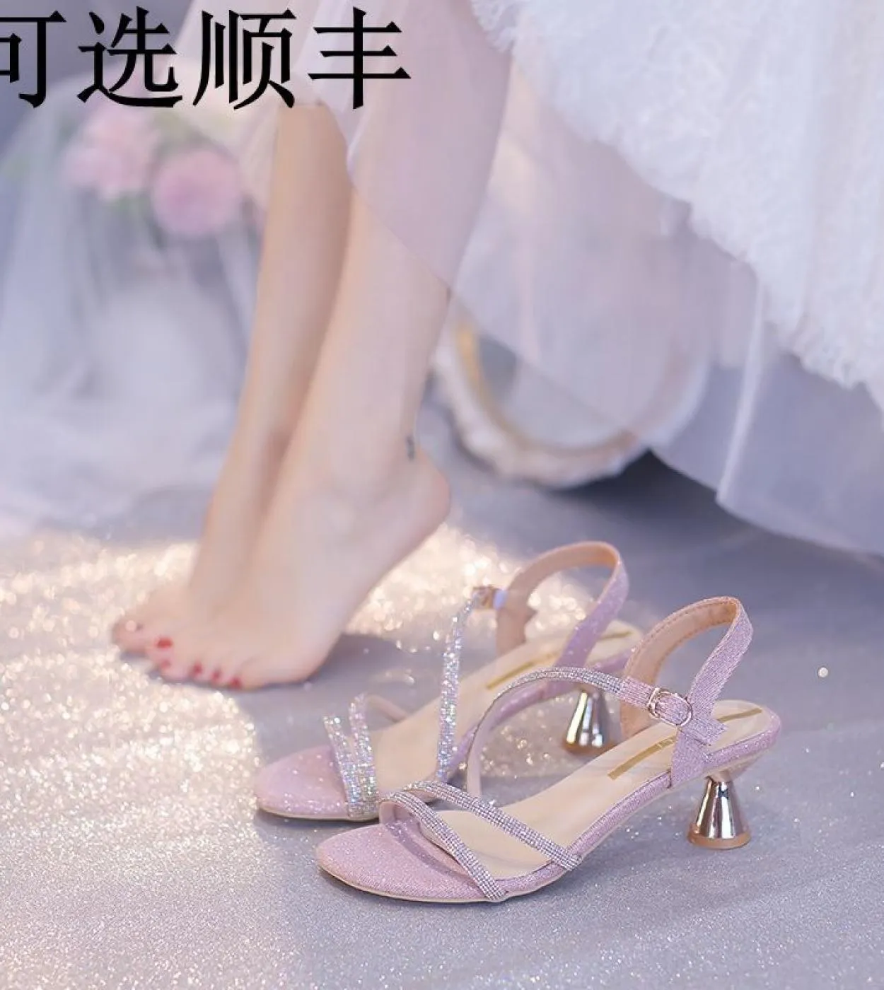 Sandali gladiatore da donna di lusso per feste Estate 2022 Scarpa con tacco strass per scarpe da donna Scarpe da donna con zeppa
