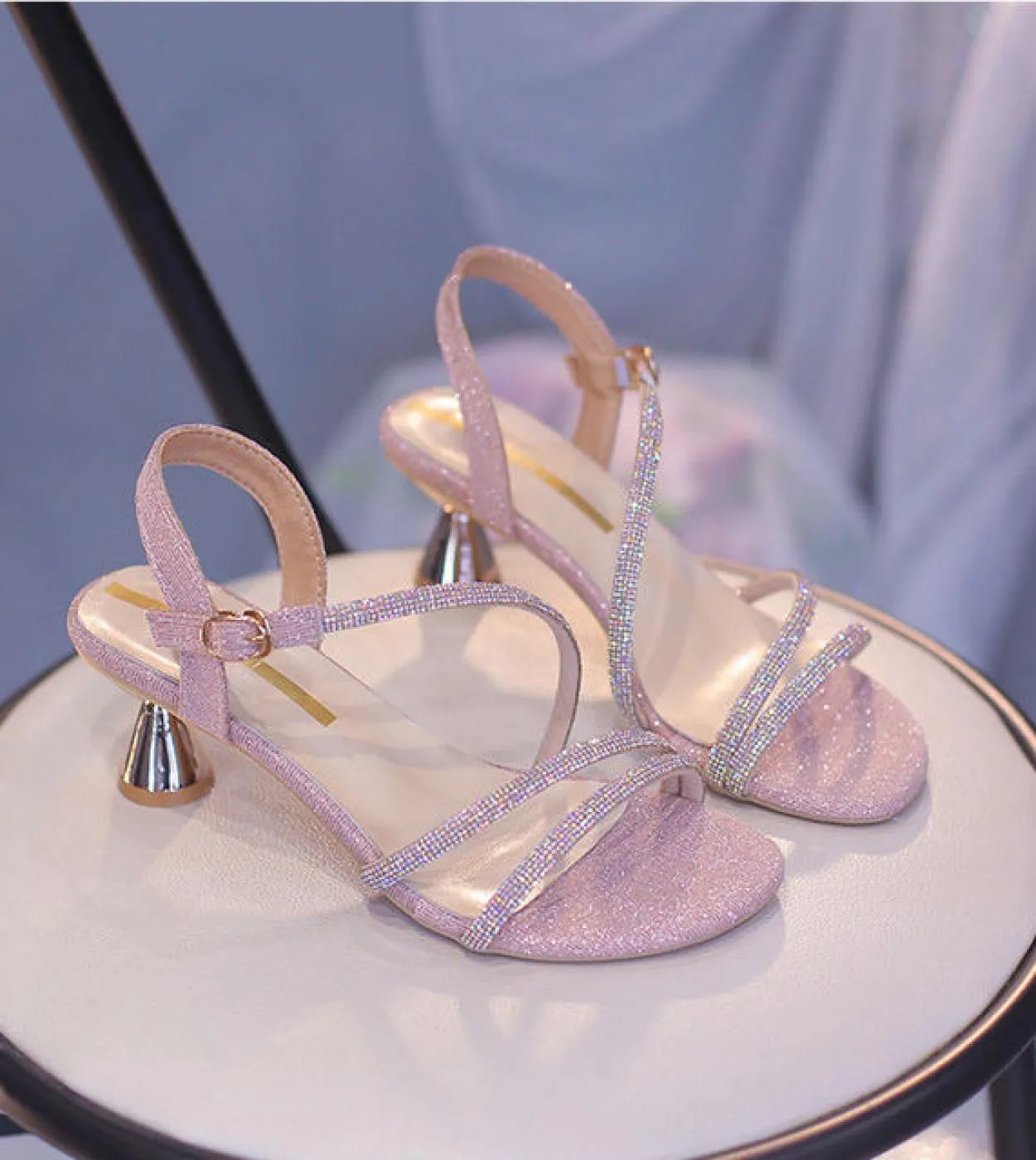 Sandali gladiatore da donna di lusso per feste Estate 2022 Scarpa con tacco strass per scarpe da donna Scarpe da donna con zeppa