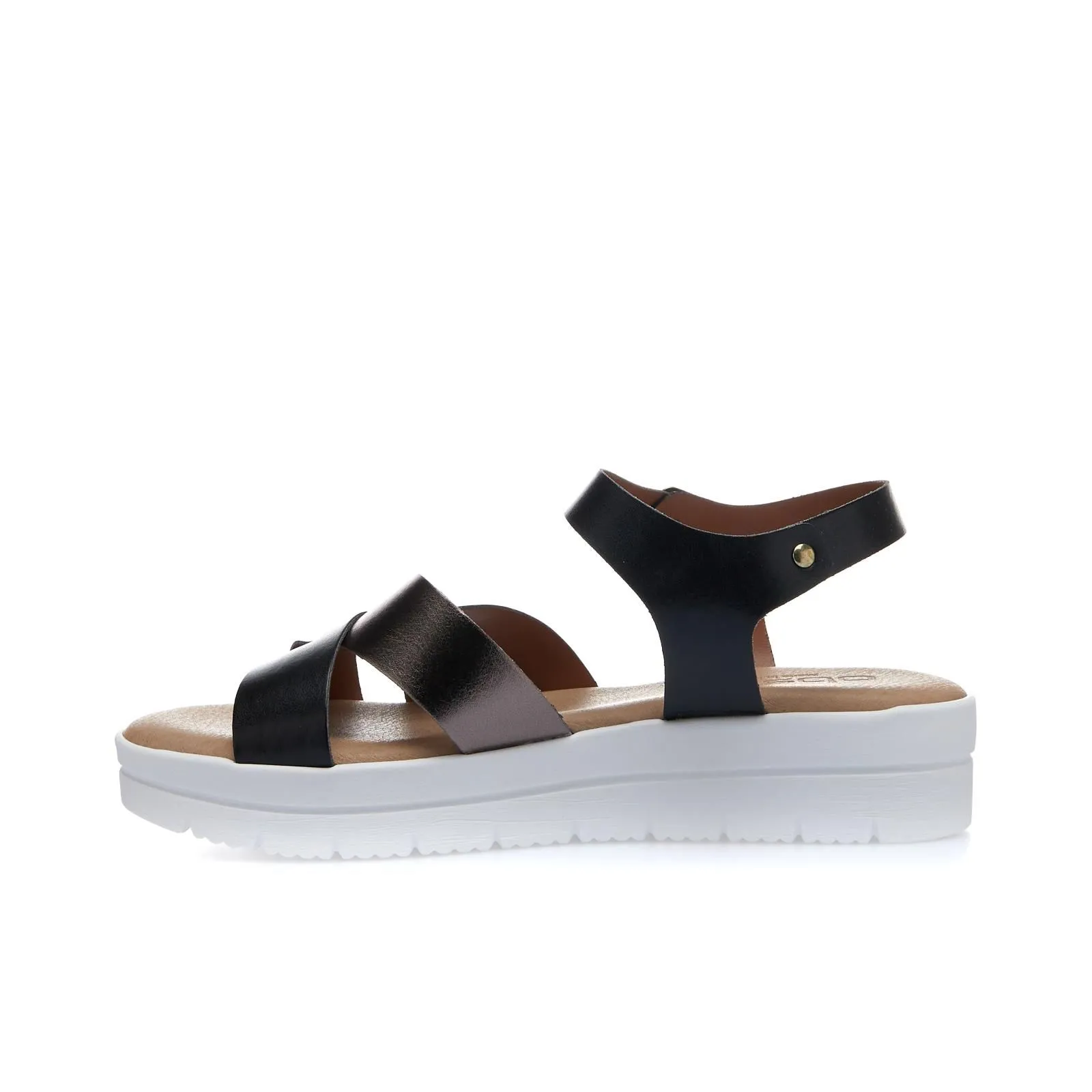 Sandali neri con suola platform e dettaglio laminato
