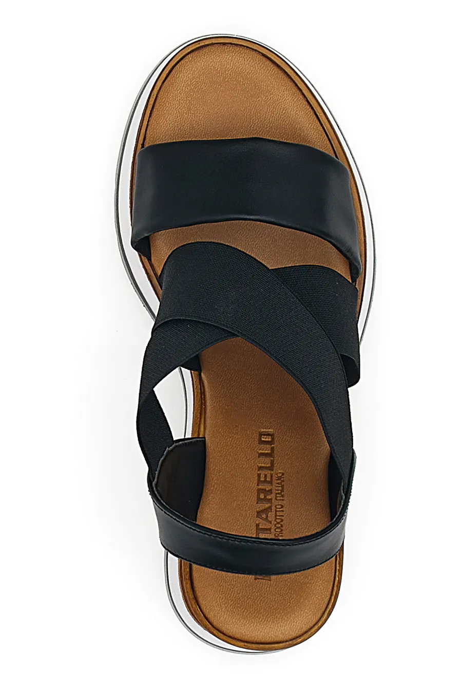 Sandali Neri Con Zeppa Color Legno Pittarello 24953
