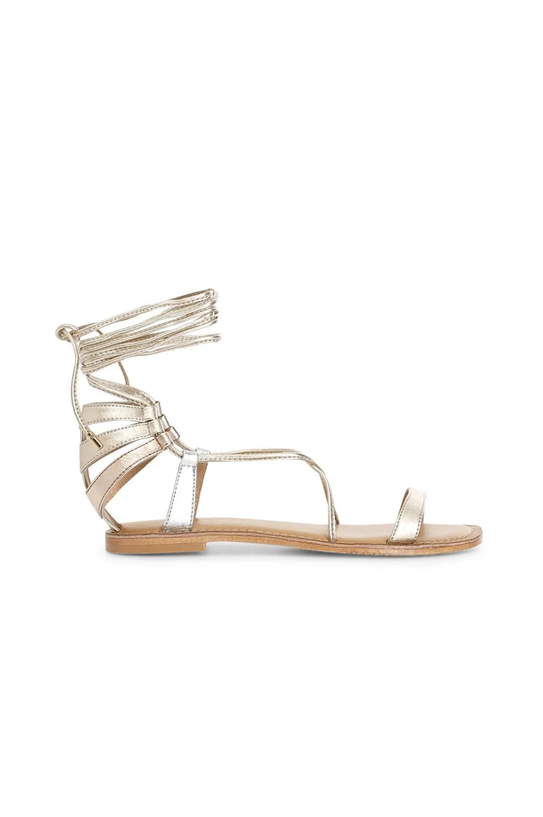 sandali schiava in pelle metallizzata platino