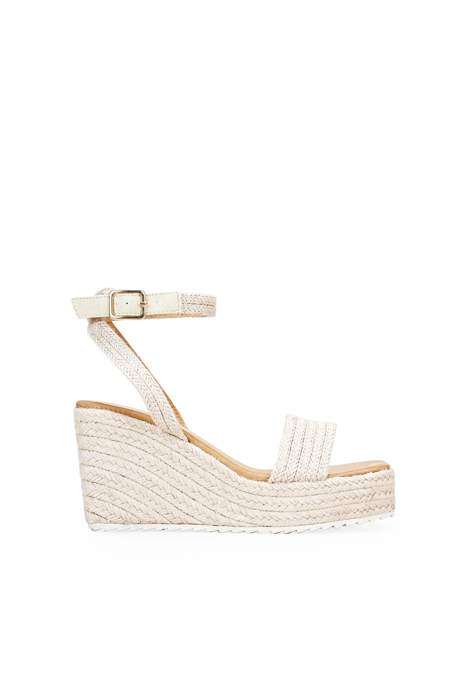SANDALIAS DE ESPARTO BEIGE CON CUÑA - Sandali con zeppa