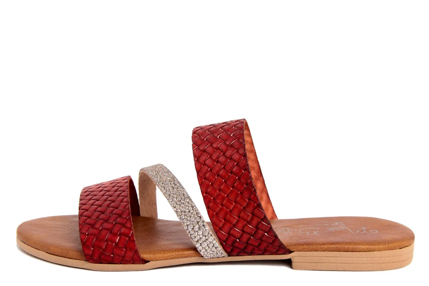 Sandalo Donna flat in pelle Rosso Dorato