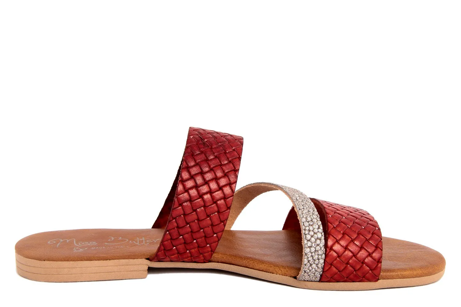 Sandalo Donna flat in pelle Rosso Dorato