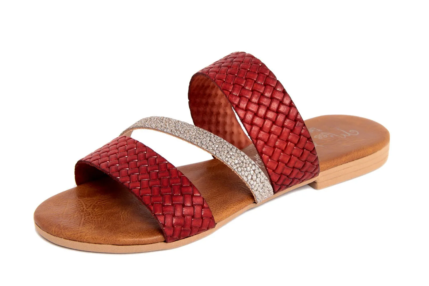 Sandalo Donna flat in pelle Rosso Dorato