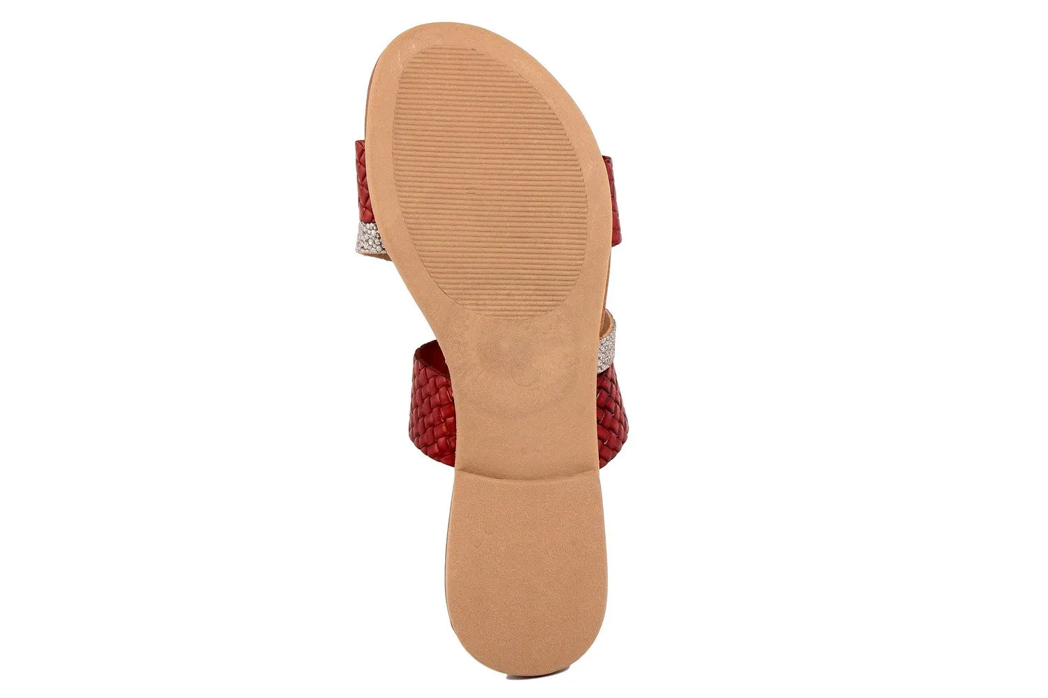 Sandalo Donna flat in pelle Rosso Dorato