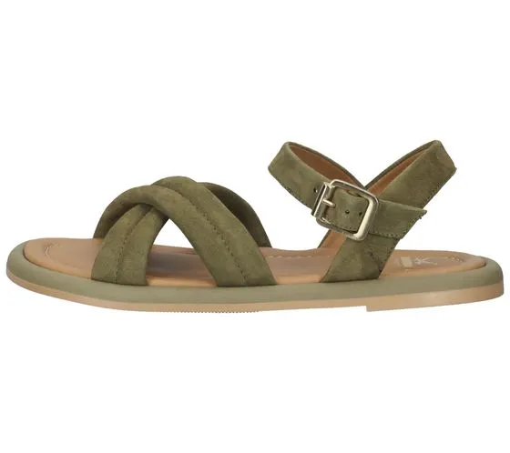 SANSIBAR scarpe da donna in vera pelle sandalo estivo dal look etnico 1096240 verde