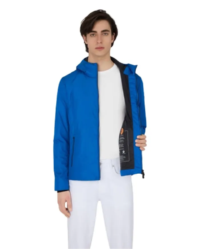 SAVE THE DUCK Giacca Uomo Perseus Mega14 P-EE Impermeabile Cappuccio Verde 90034 ASTRAL BLUE
