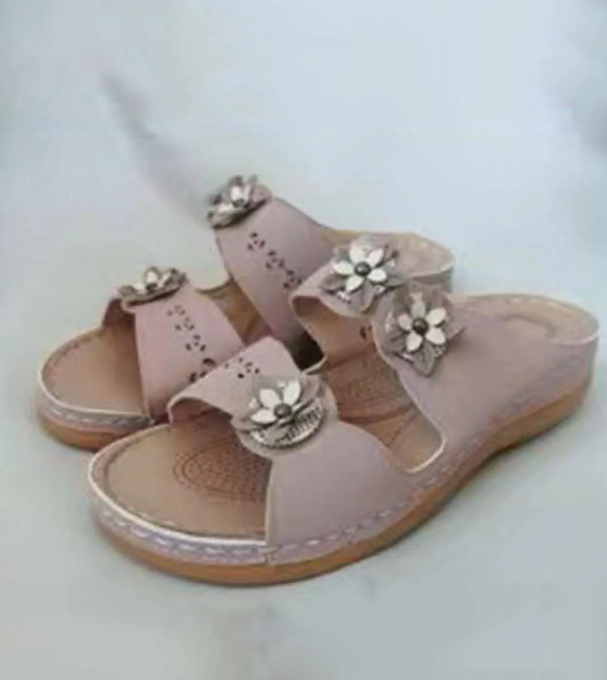 Scarpe da donna Sandali estivi Zeppa con zeppa Ortopedia Sandali Comode da donna Roma Scarpe da spiaggia con fiori Taglia grande