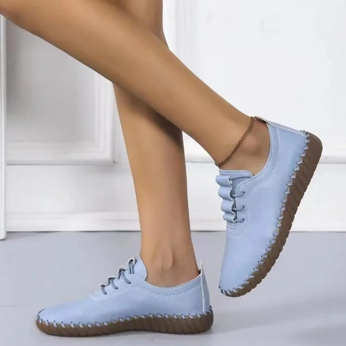 Scarpe da ginnastica Scarpe da donna Mocassini con plateau Lace Up Appartamenti in pelle 2023 Tendenza Primavera Casual Mamma Sc