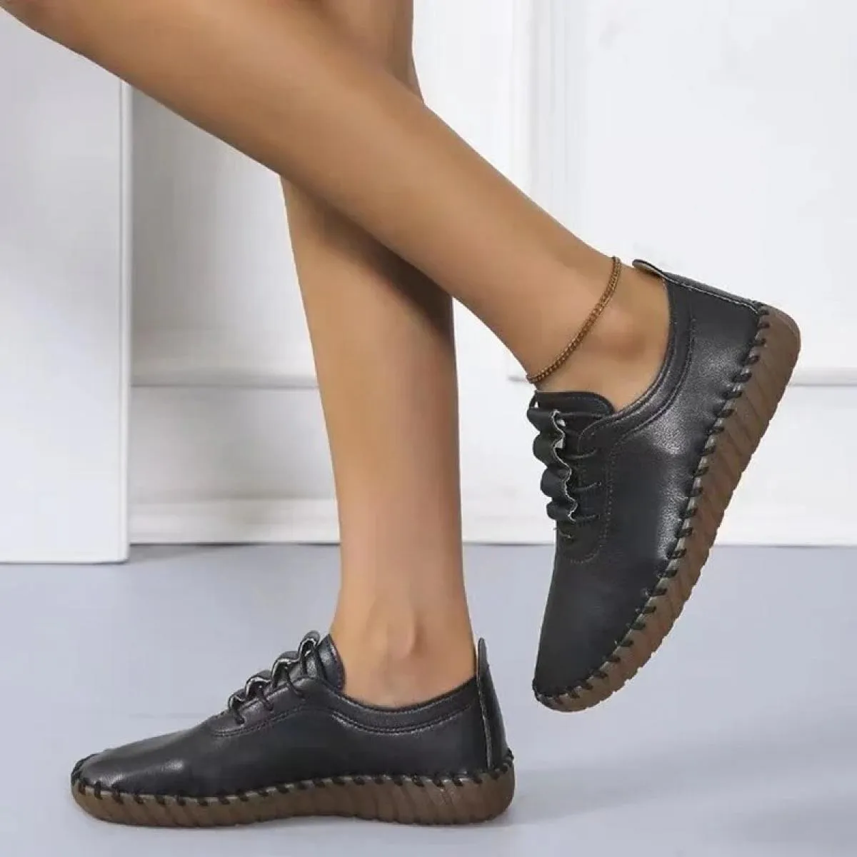 Scarpe da ginnastica Scarpe da donna Mocassini con plateau Lace Up Appartamenti in pelle 2023 Tendenza Primavera Casual Mamma Sc