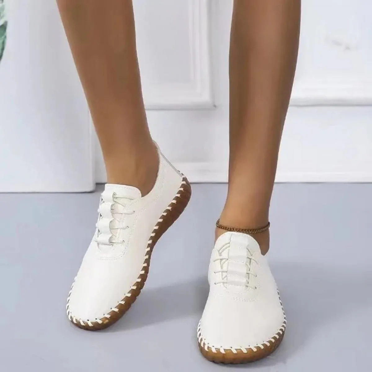 Scarpe da ginnastica Scarpe da donna Mocassini con plateau Lace Up Appartamenti in pelle 2023 Tendenza Primavera Casual Mamma Sc
