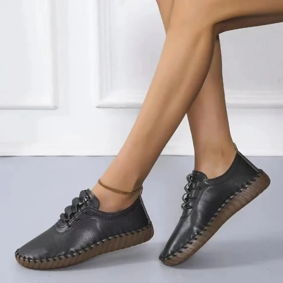Scarpe da ginnastica Scarpe da donna Mocassini con plateau Lace Up Appartamenti in pelle 2023 Tendenza Primavera Casual Mamma Sc