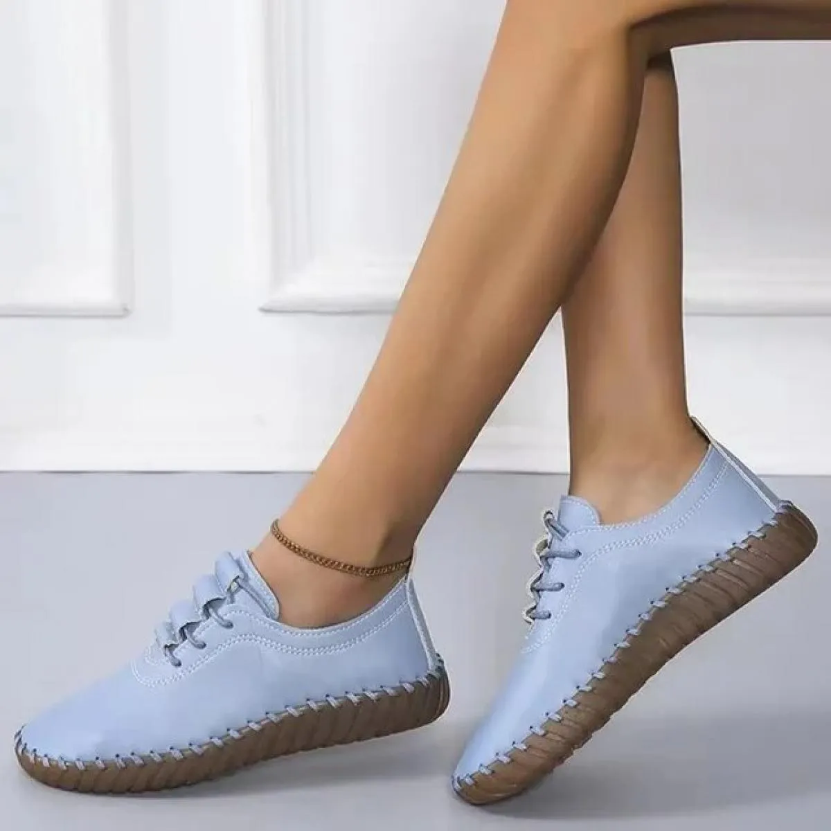 Scarpe da ginnastica Scarpe da donna Mocassini con plateau Lace Up Appartamenti in pelle 2023 Tendenza Primavera Casual Mamma Sc