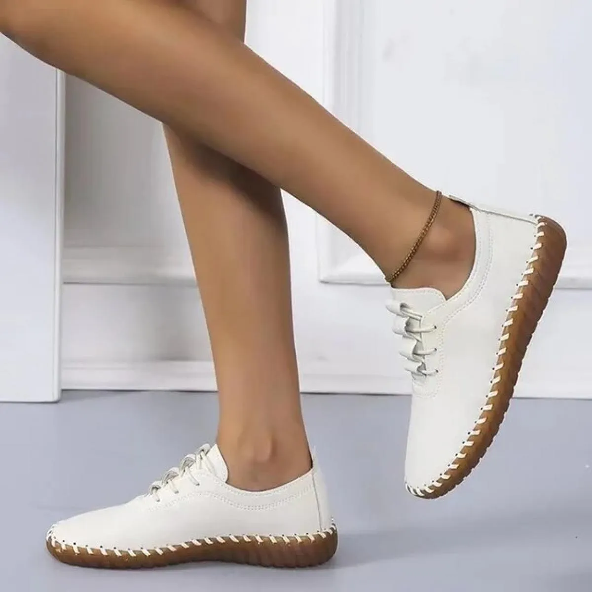 Scarpe da ginnastica Scarpe da donna Mocassini con plateau Lace Up Appartamenti in pelle 2023 Tendenza Primavera Casual Mamma Sc