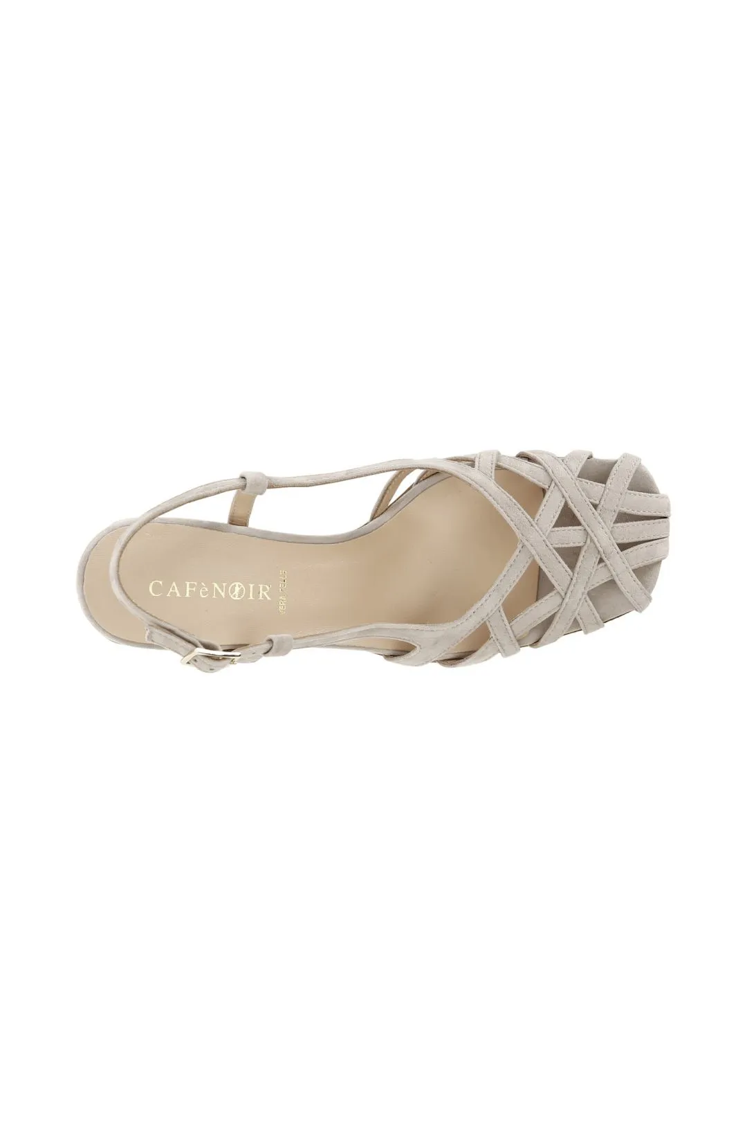 scarpe in suede realizzate in camoscio con gabbia asimmetrica intrecciata beige