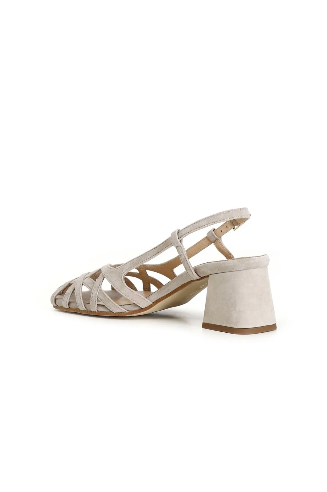 scarpe in suede realizzate in camoscio con gabbia asimmetrica intrecciata beige