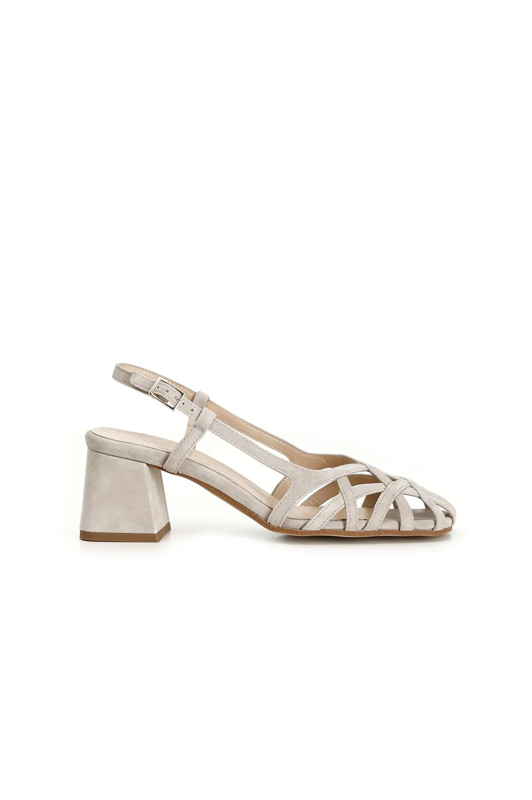 scarpe in suede realizzate in camoscio con gabbia asimmetrica intrecciata beige