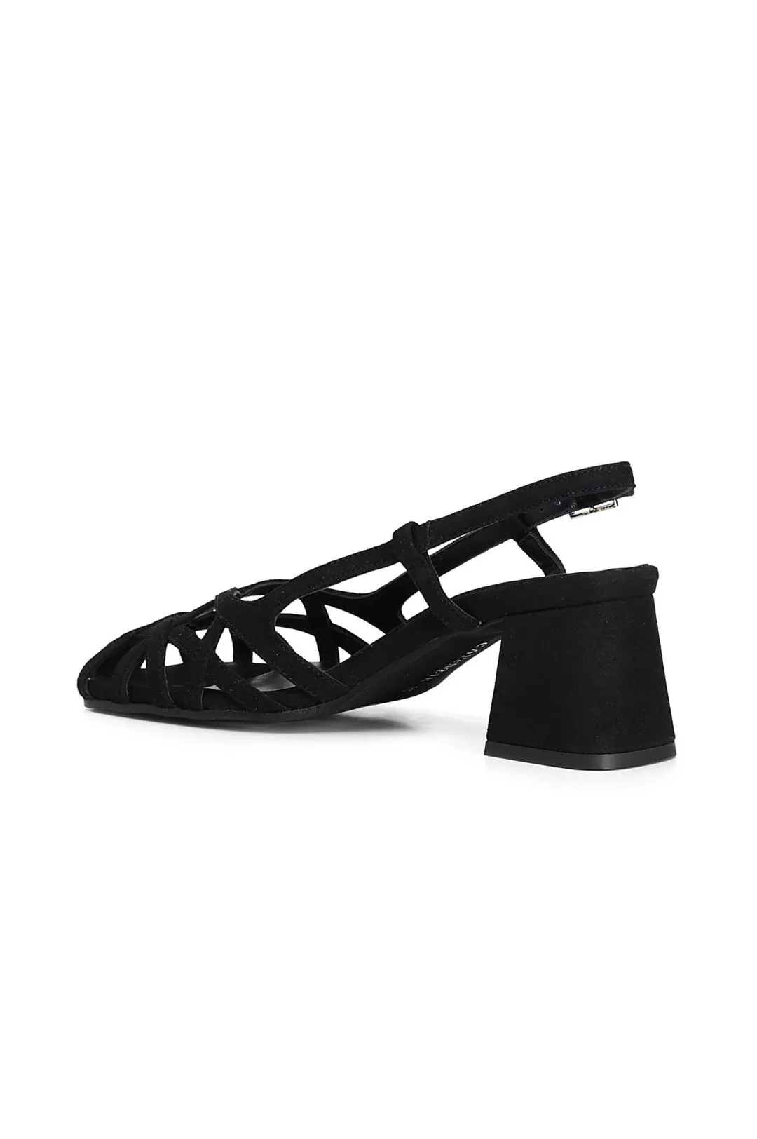 scarpe in suede realizzate in camoscio con gabbia asimmetrica intrecciata nero