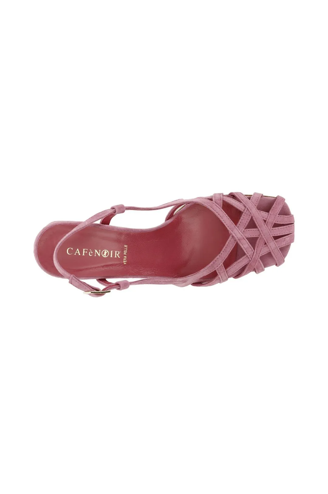 scarpe in suede realizzate in camoscio con gabbia asimmetrica intrecciata rosa