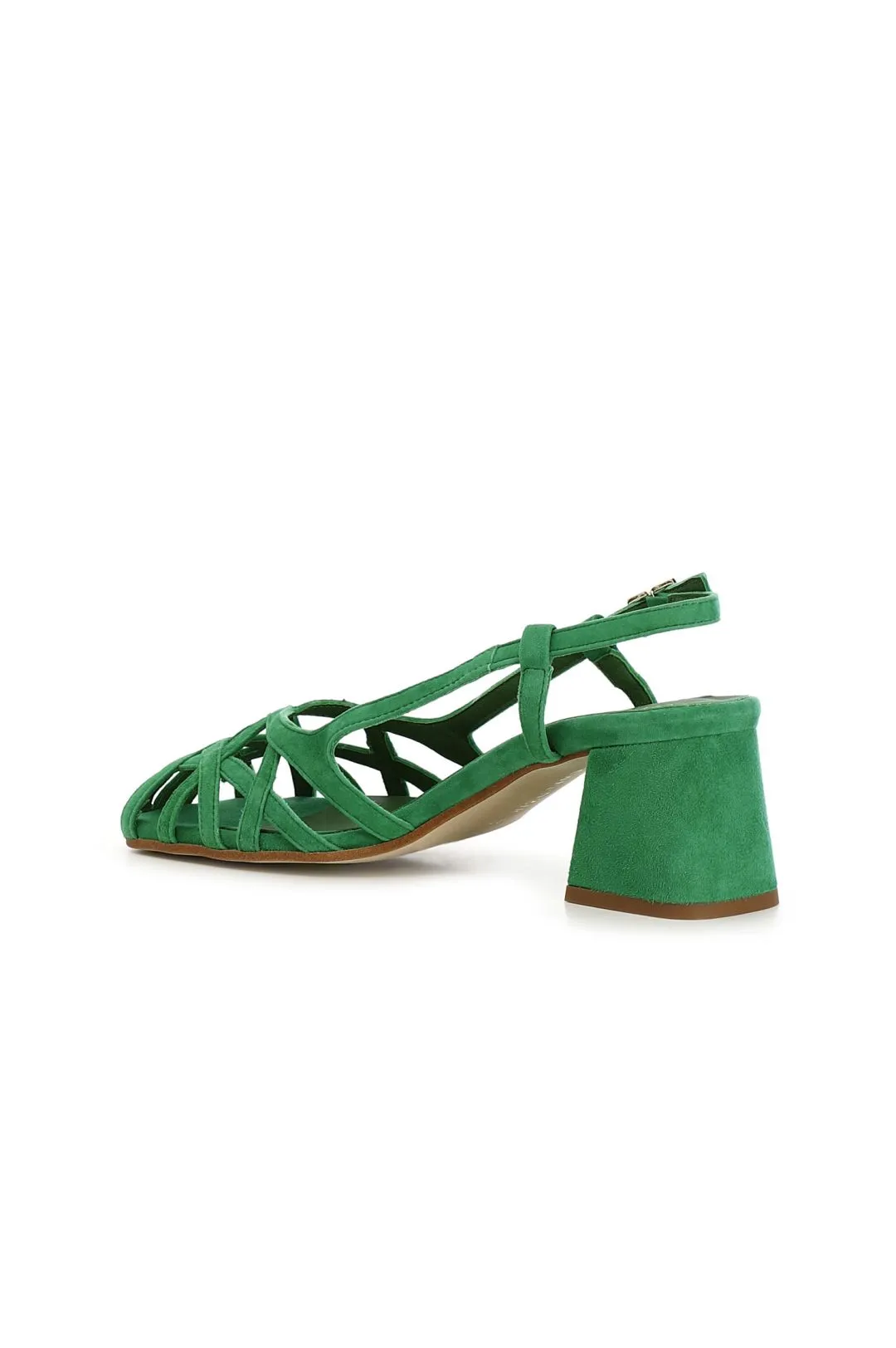 scarpe in suede realizzate in camoscio con gabbia asimmetrica intrecciata verde