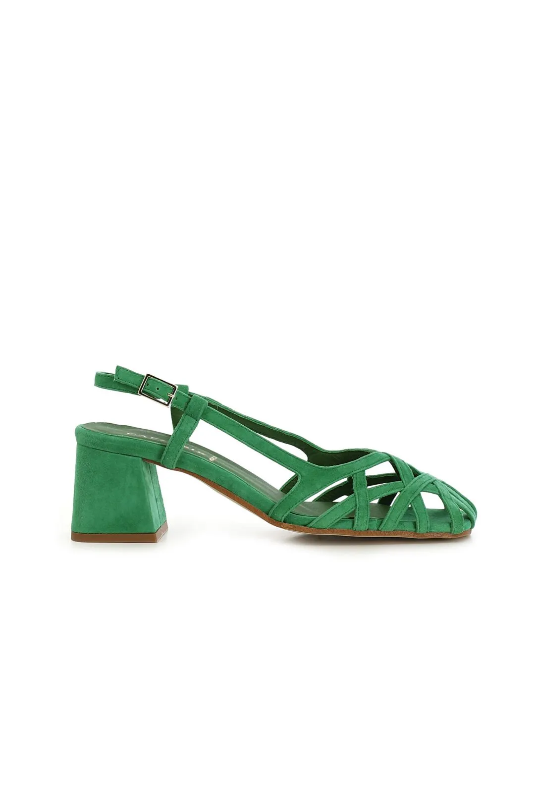 scarpe in suede realizzate in camoscio con gabbia asimmetrica intrecciata verde