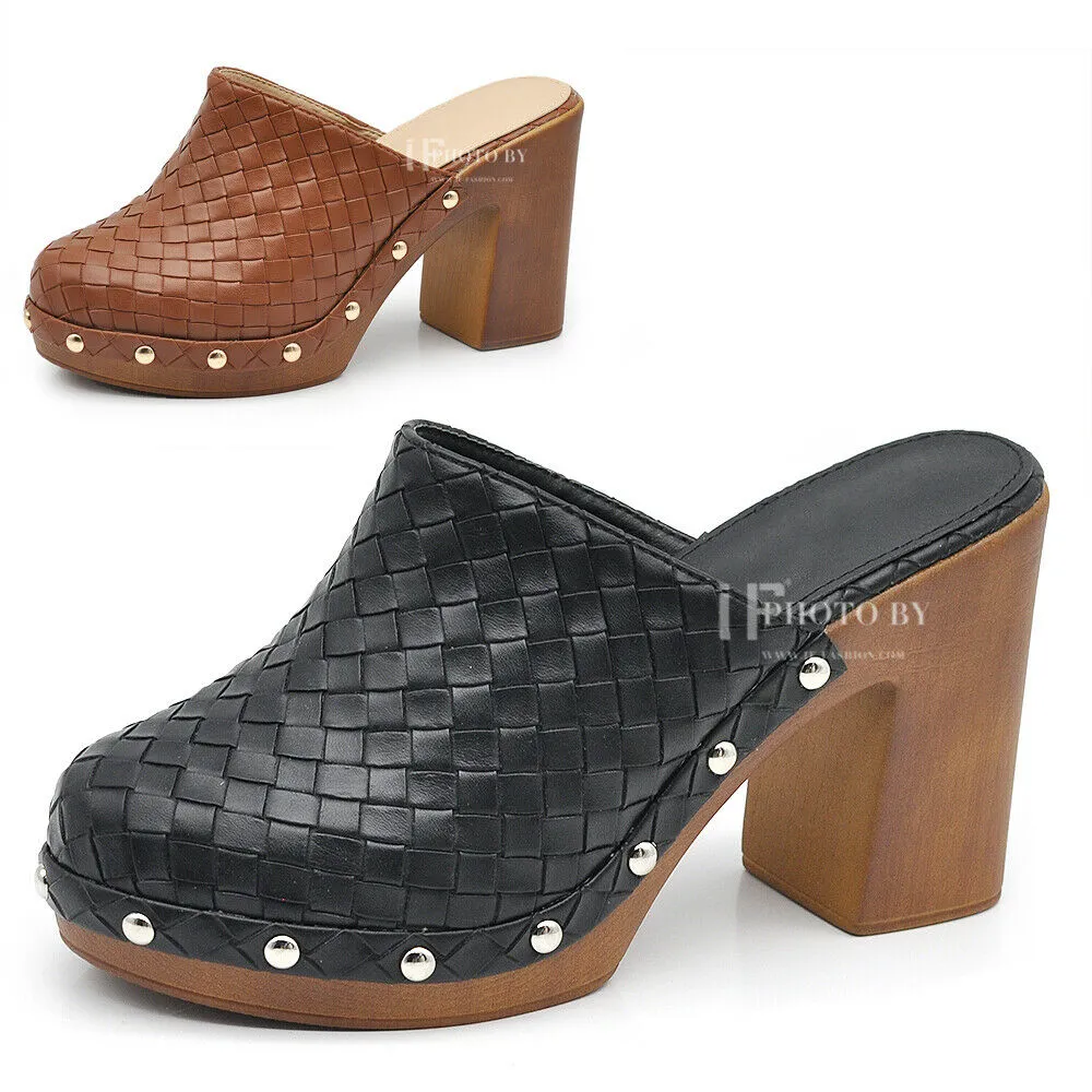 Scarpe Sandali Ciabatte Zoccoli Intrecciati Da Donna Con Zeppa Comodi FL1202-EG