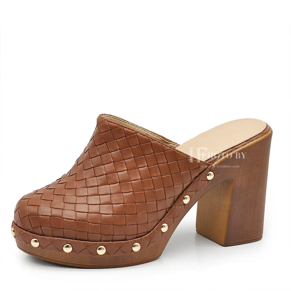 Scarpe Sandali Ciabatte Zoccoli Intrecciati Da Donna Con Zeppa Comodi FL1202-EG