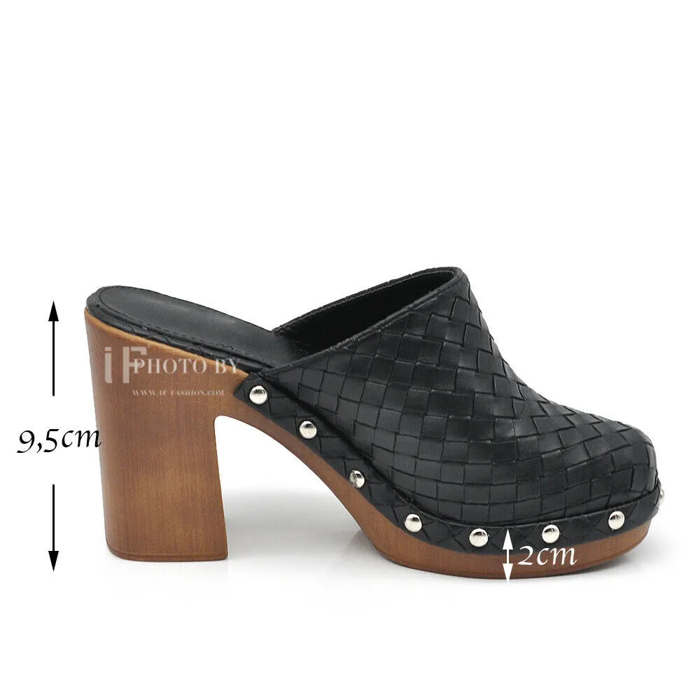 Scarpe Sandali Ciabatte Zoccoli Intrecciati Da Donna Con Zeppa Comodi FL1202-EG